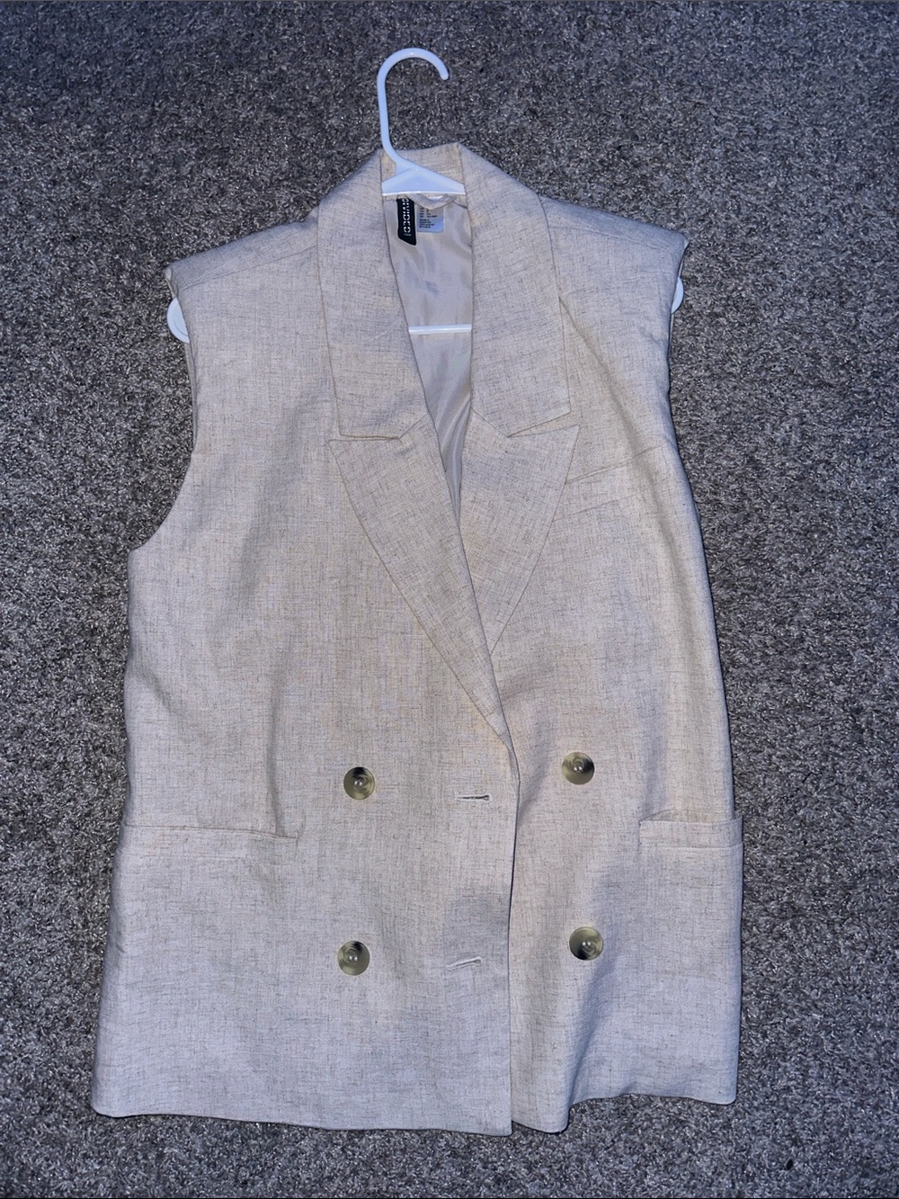 H&M Double-Breasted Sleeveless Blazer Vest - Light Beige